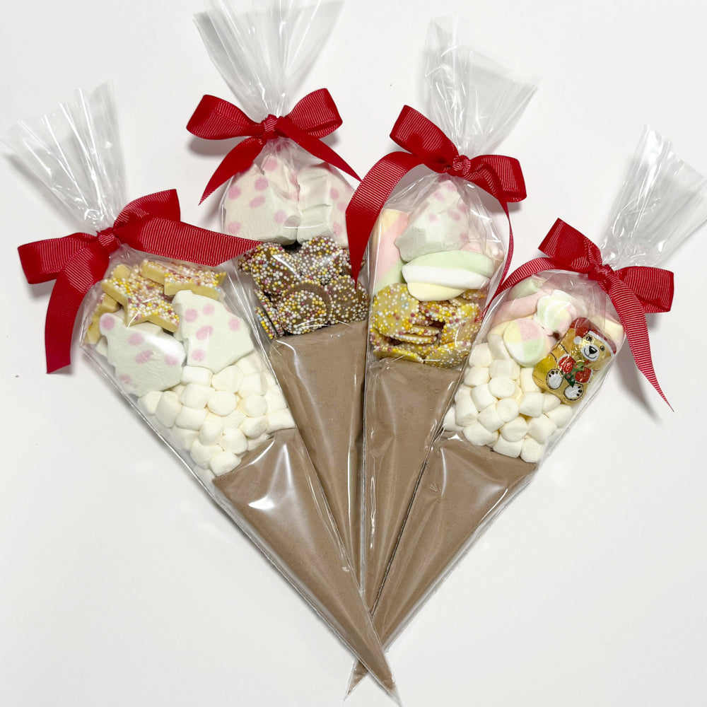 Christmas Hot Chocolate Cones with Chocolates and Marshmallows