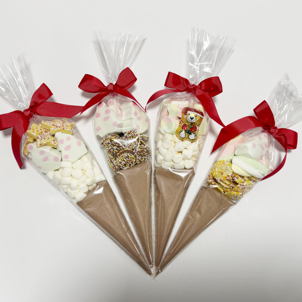 Christmas Hot Chocolate Cones with Chocolates and Marshmallows