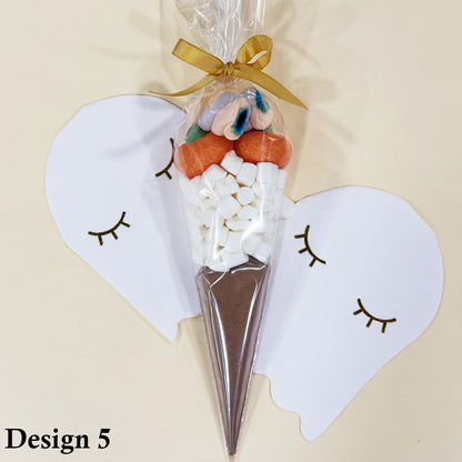Halloween Themed Hot Chocolate Cones with Marshmallows