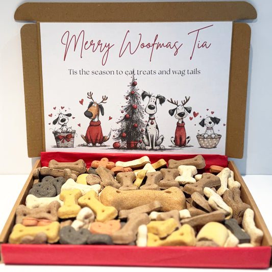 Personalised Merry Woofmas Dog Treats Box