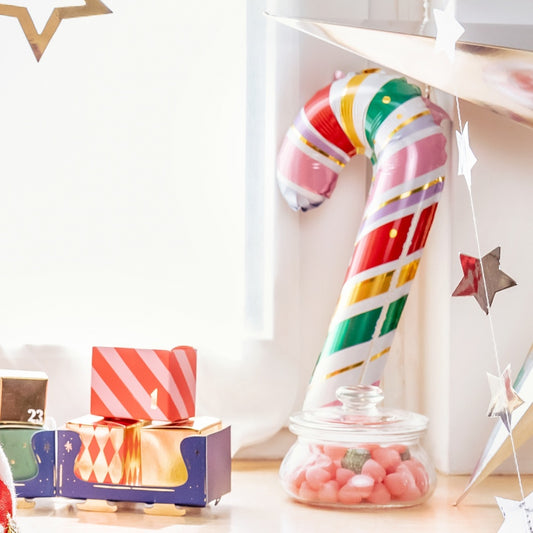 Multicoloured Candy Cane Foil Balloons