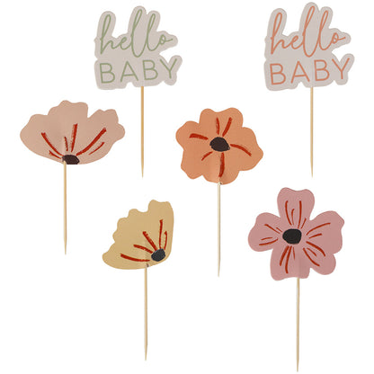 Floral Baby Shower Cupcake Toppers