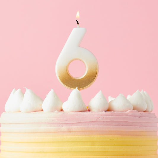 Gold Ombre Number 6 Candle