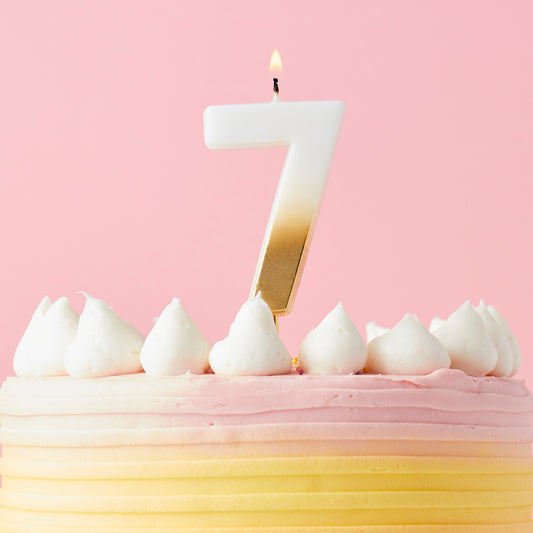 Gold Ombre Number 7 Candle