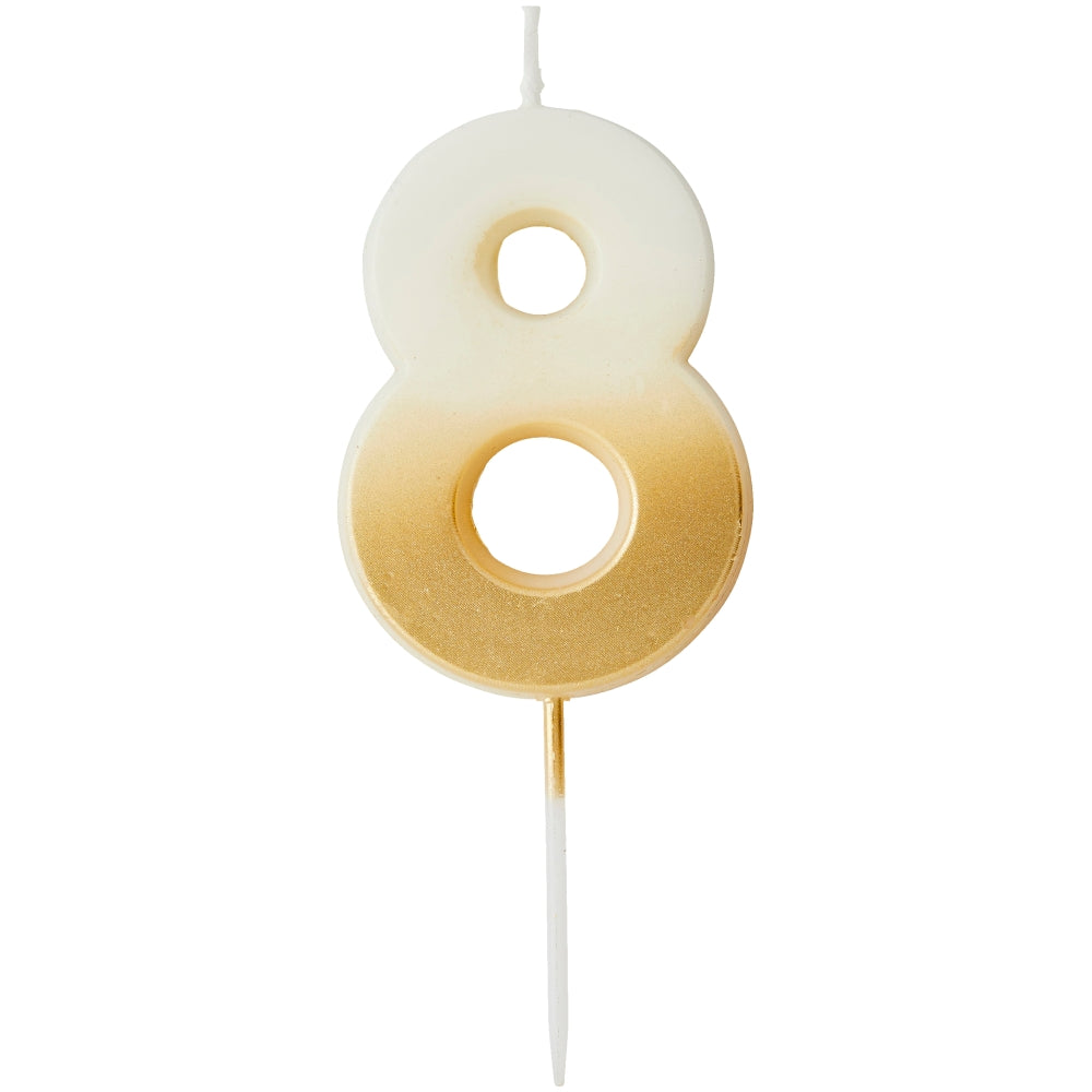 Gold Ombre Number 8 Candle