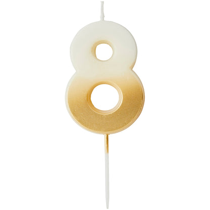Gold Ombre Number 8 Candle