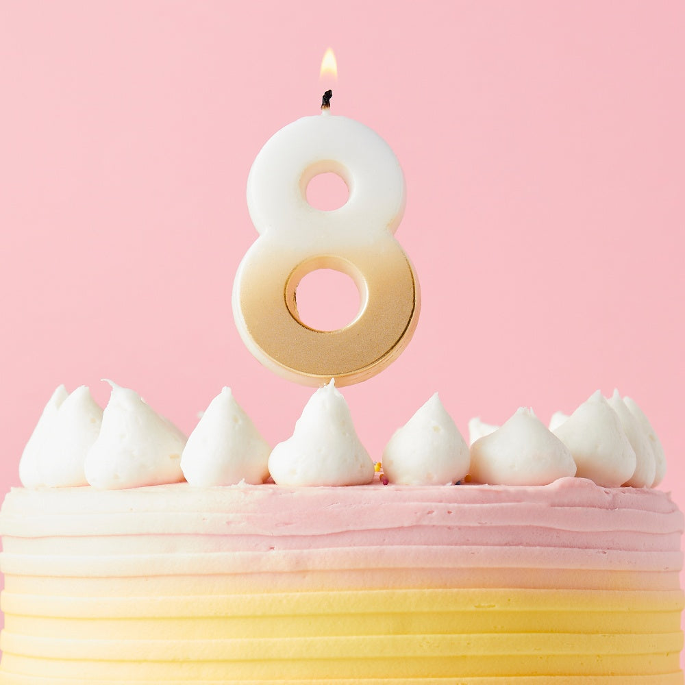 Gold Ombre Number 8 Candle