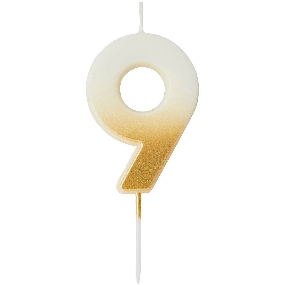 Gold Ombre Number 9 Candle