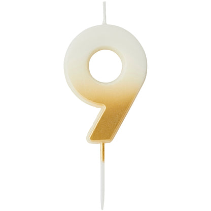 Gold Ombre Number 9 Candle