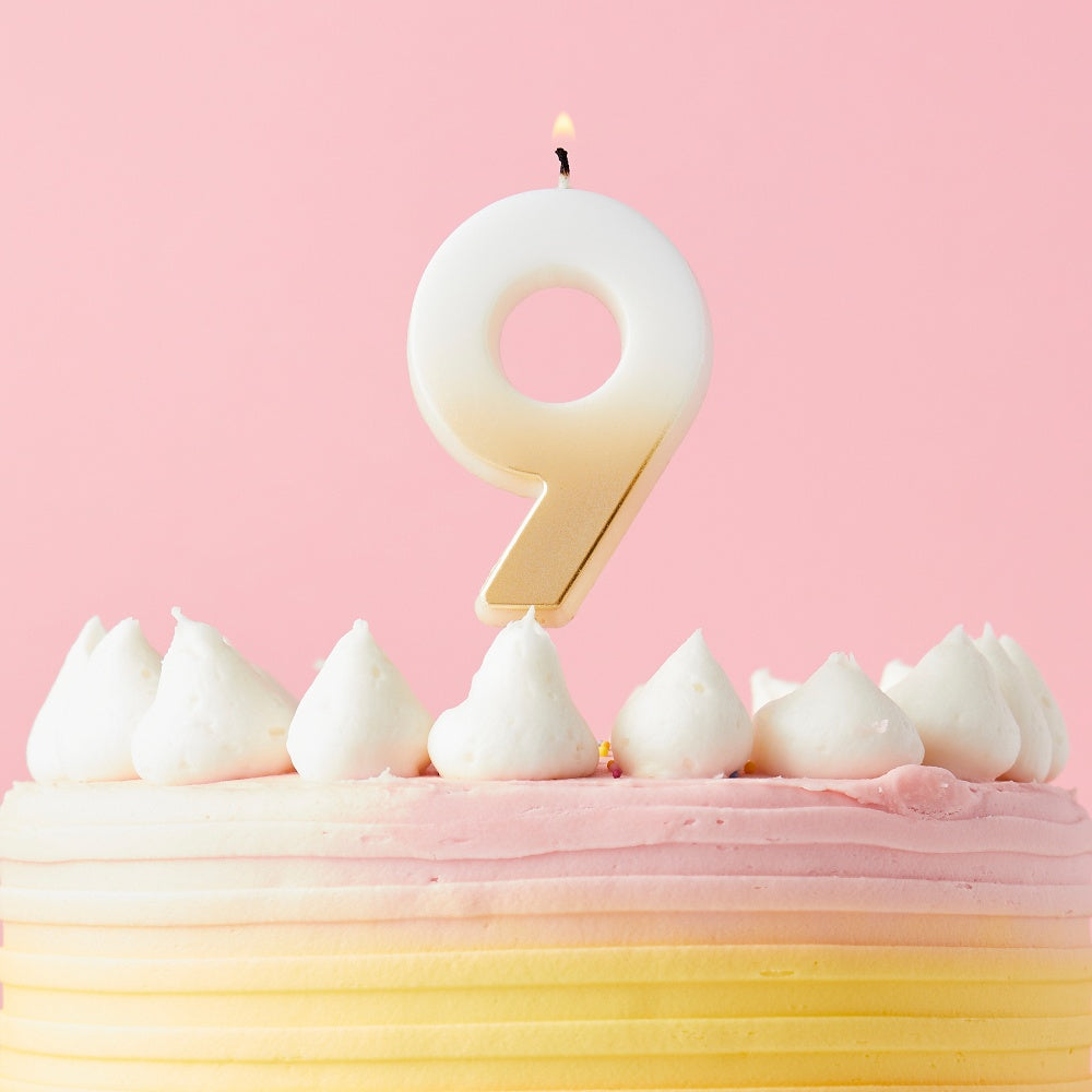 Gold Ombre Number 9 Candle