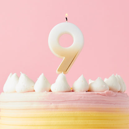 Gold Ombre Number 9 Candle