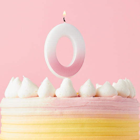 Pink Ombre Number 0 Candle