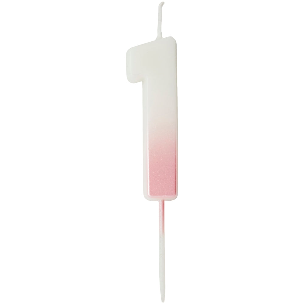 Pink Ombre Number 1 Candle