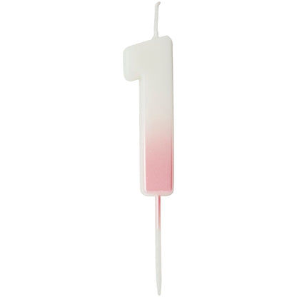 Pink Ombre Number 1 Candle