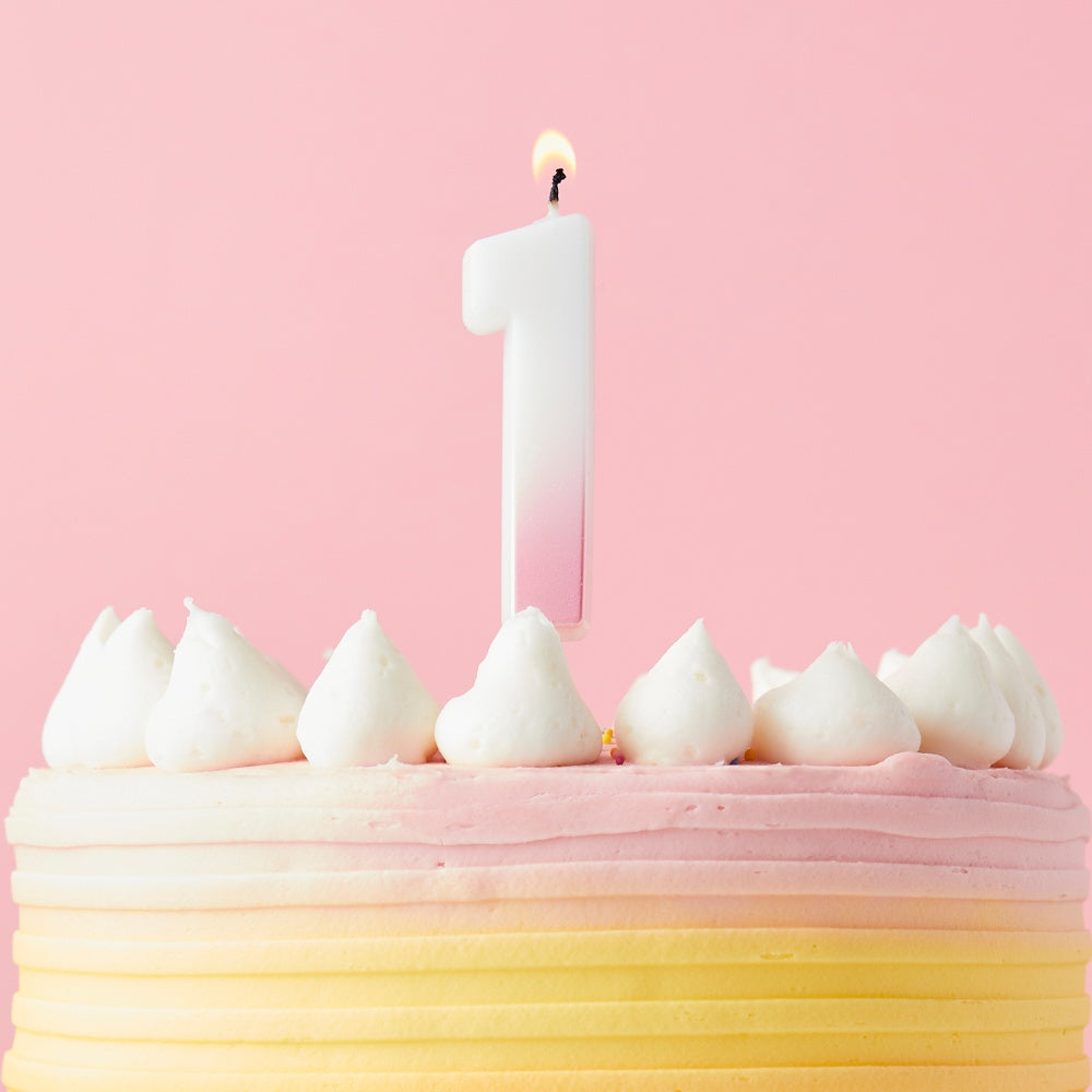 Pink Ombre Number 1 Candle