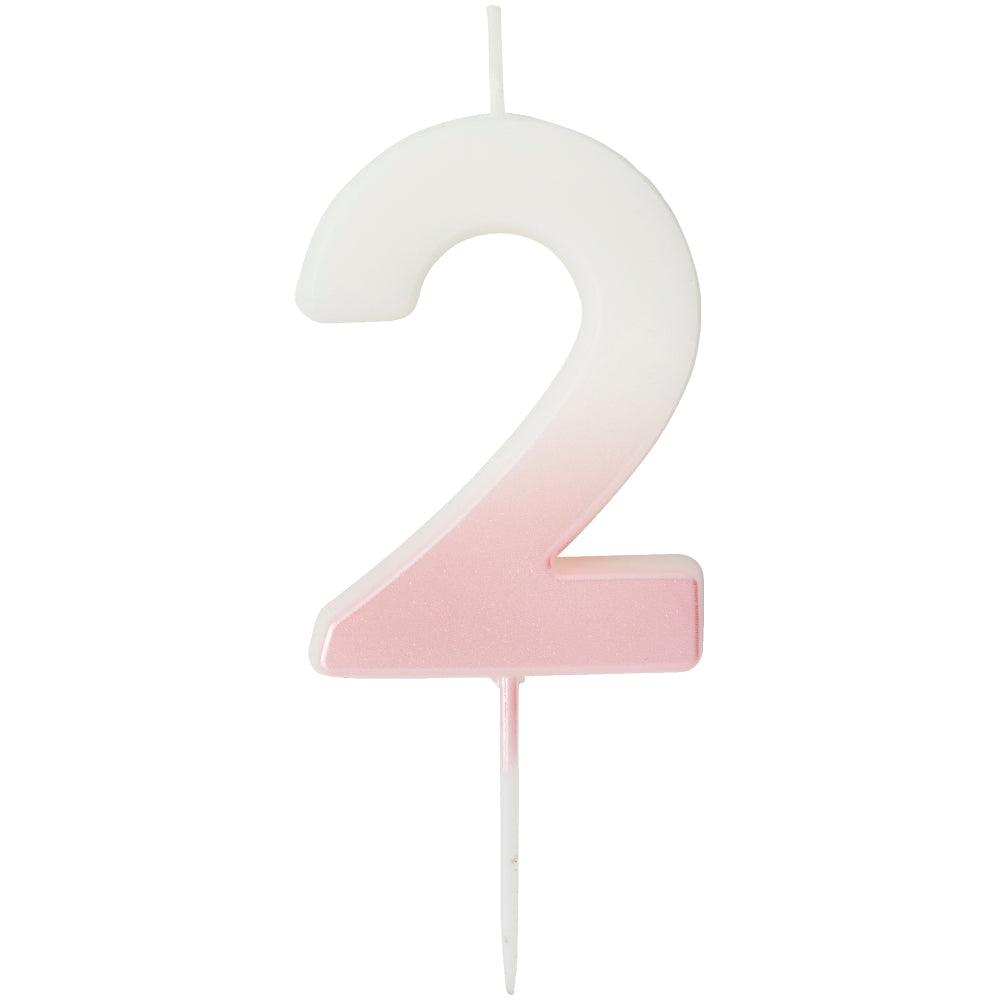 Pink Ombre Number 2 Candle