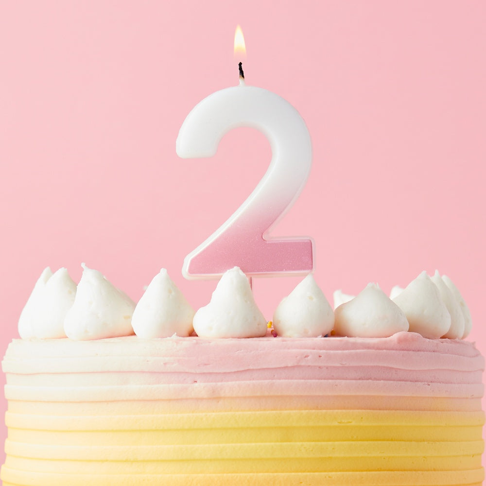 Pink Ombre Number 2 Candle