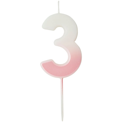Pink Ombre Number 3 Candle
