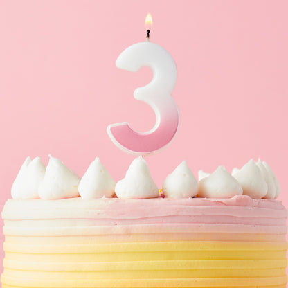 Pink Ombre Number 3 Candle