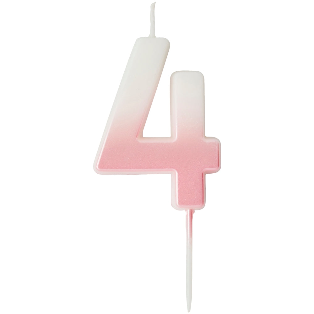 Pink Ombre Number 4 Candle