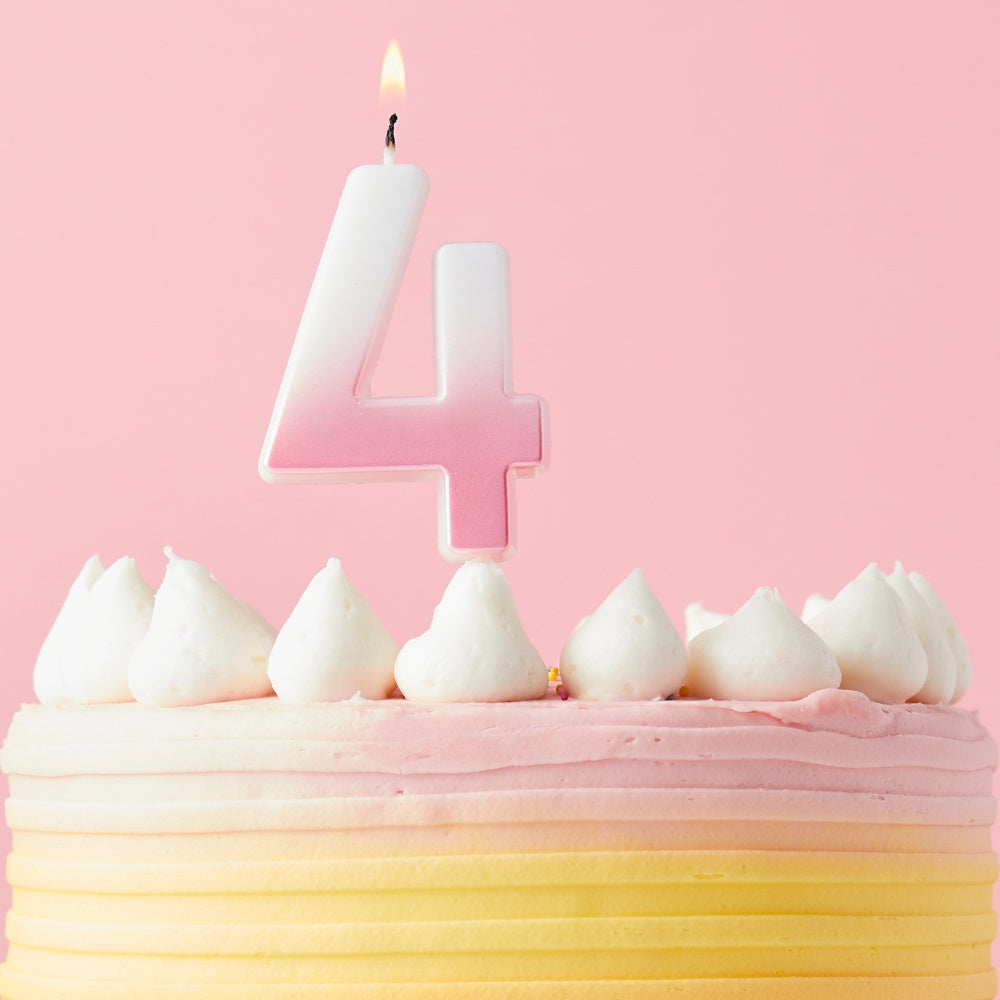 Pink Ombre Number 4 Candle