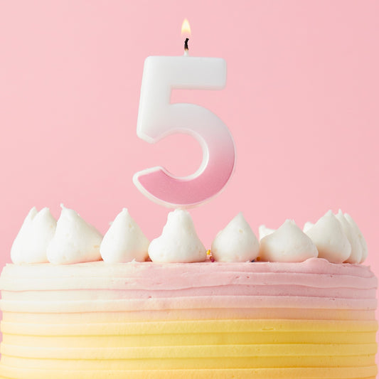Pink Ombre Number 5 Candle