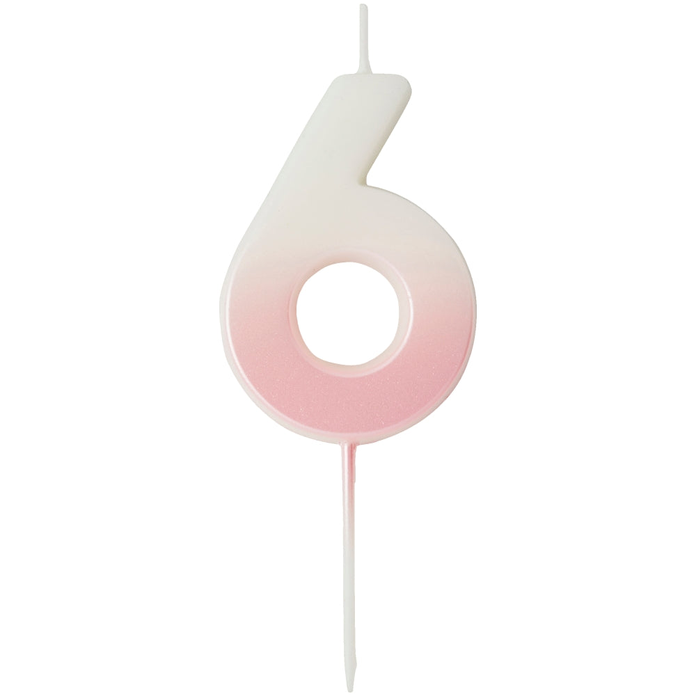 Pink Ombre Number 6 Candle
