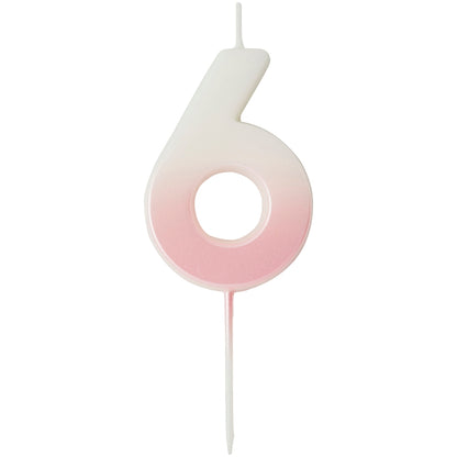Pink Ombre Number 6 Candle