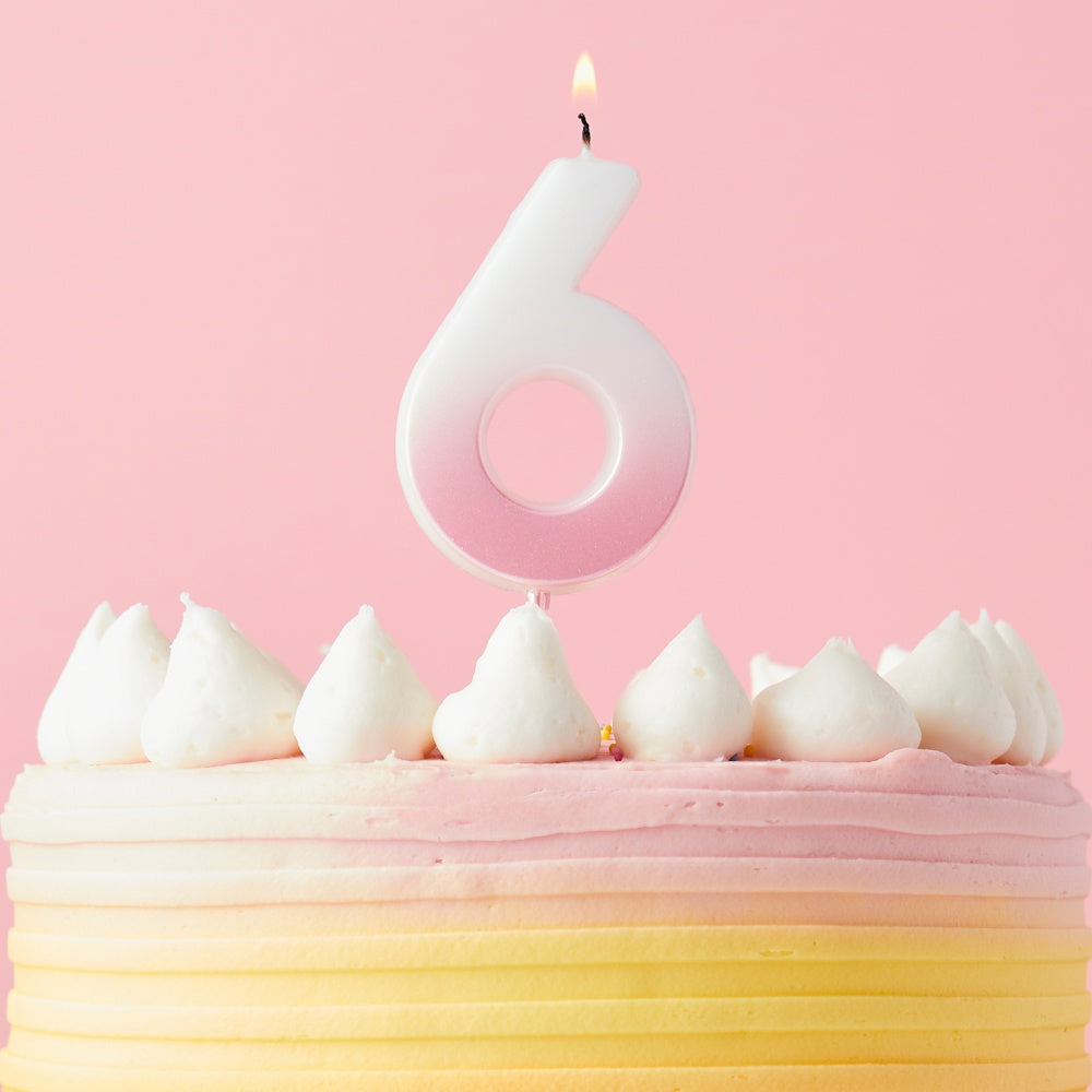 Pink Ombre Number 6 Candle