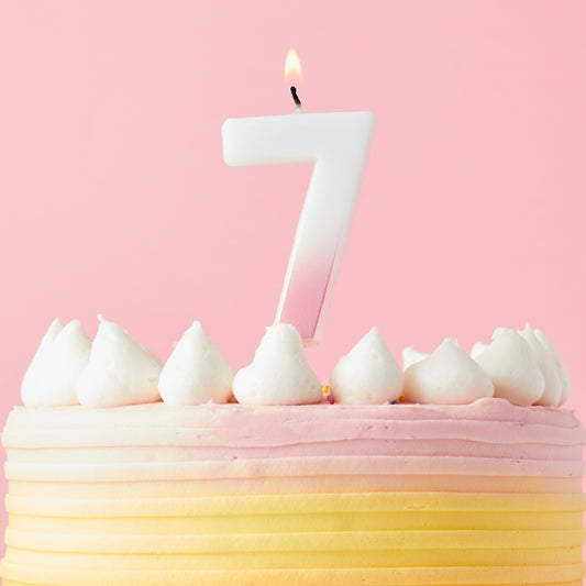 Pink Ombre Number 7 Candle