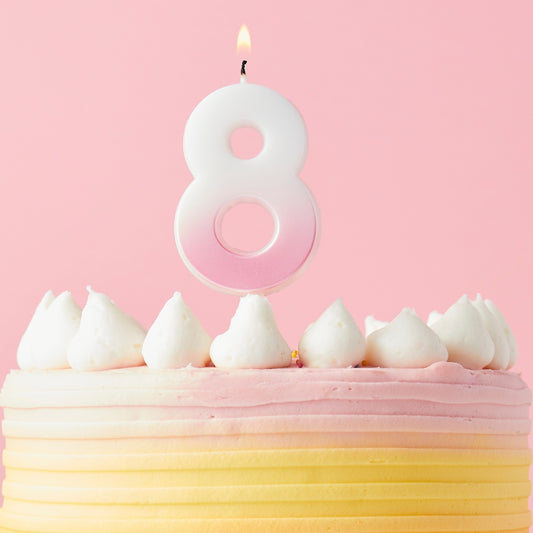 Pink Ombre Number 8 Candle