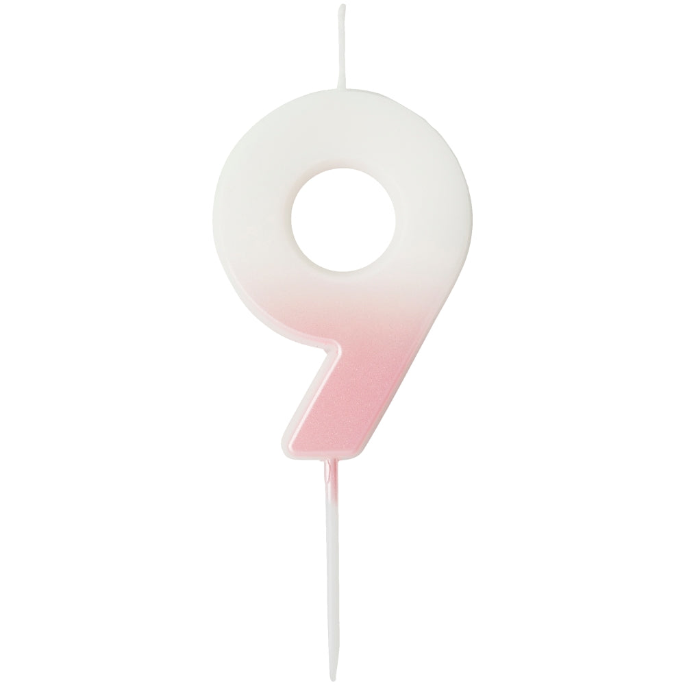 Pink Ombre Number 9 Candle