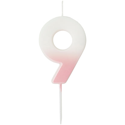 Pink Ombre Number 9 Candle