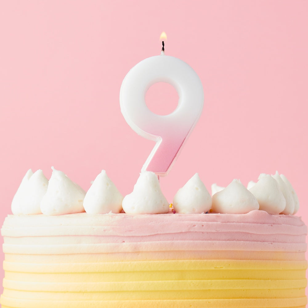 Pink Ombre Number 9 Candle