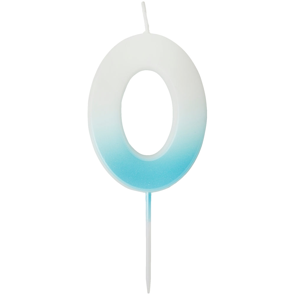 Blue Ombre Number 0 Candle