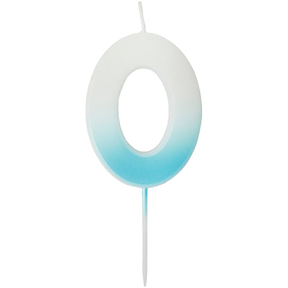 Blue Ombre Number 0 Candle