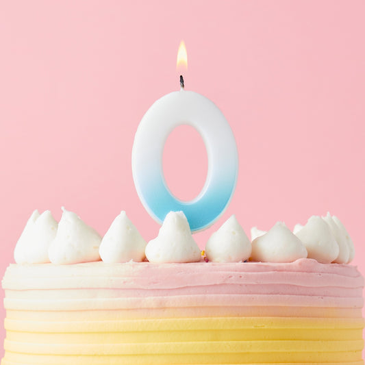 Blue Ombre Number 0 Candle