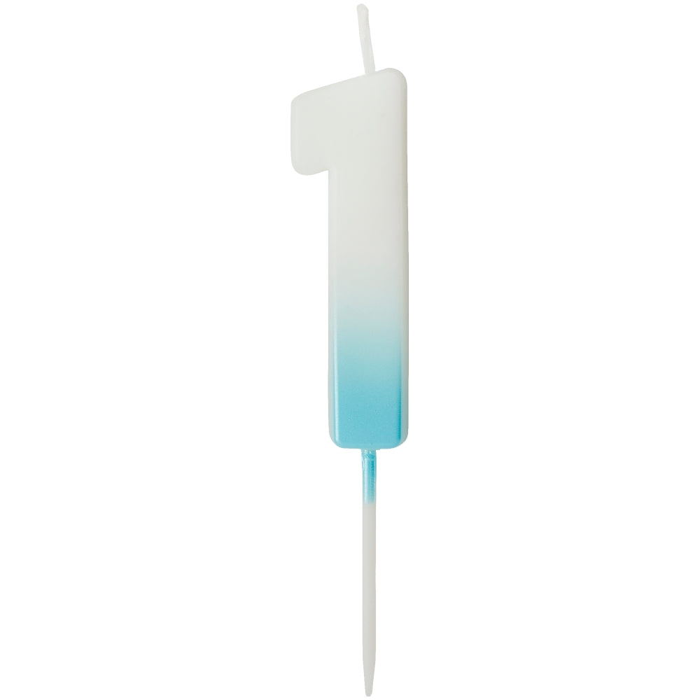 Blue Ombre Number 1 Candle