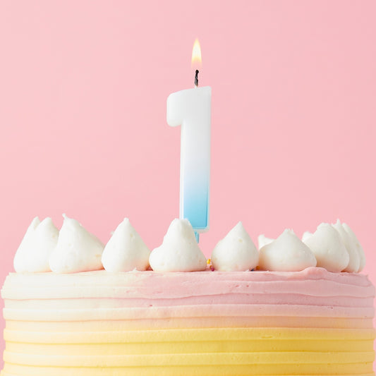 Blue Ombre Number 1 Candle