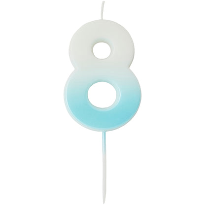 Blue Ombre Number 8 Candle