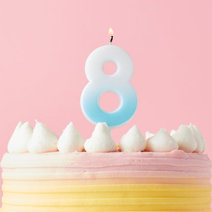 Blue Ombre Number 8 Candle