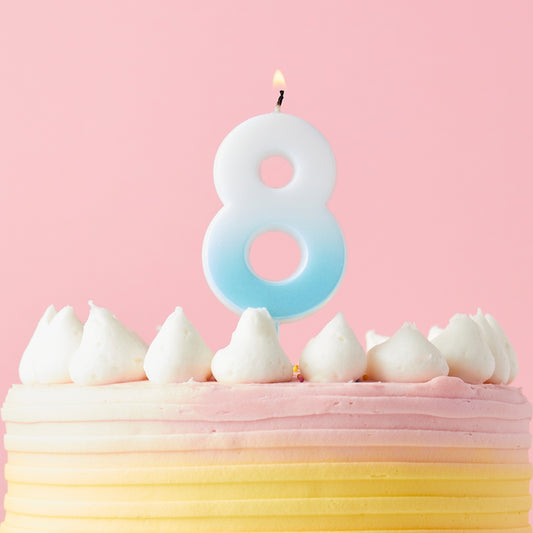 Blue Ombre Number 8 Candle