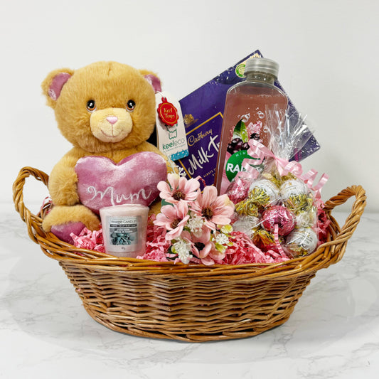 Mother's Day Gift Hamper - Brown Bear with Heart Pillow - Small