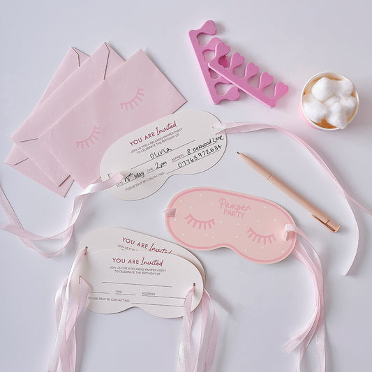 Eye Mask Shaped Pamper Party Invitations