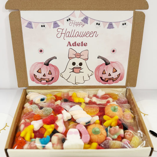 Personalised Pink Pumpkins and Ghost Sweet Box