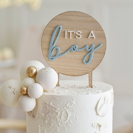 It's a Boy Wooden Baby Shower Cake Topper