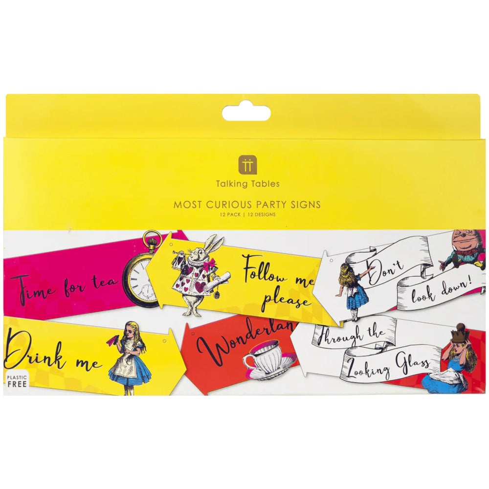 Alice in Wonderland Bright Hanging Paper Sign Decorations