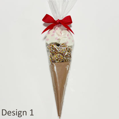 Christmas Hot Chocolate Cones with Chocolates and Marshmallows