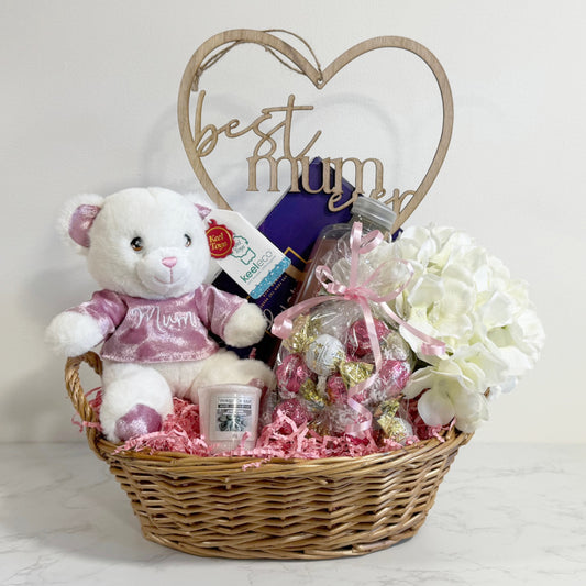 Mother's Day Gift Hamper - White Bear in Pink Shirt - Large