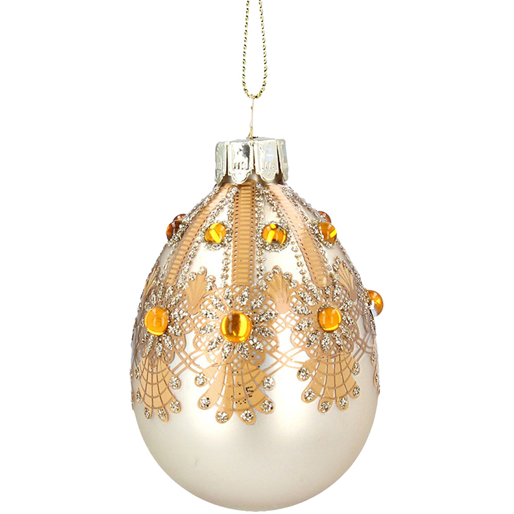 Gold Glass Jewelled Egg Ornament